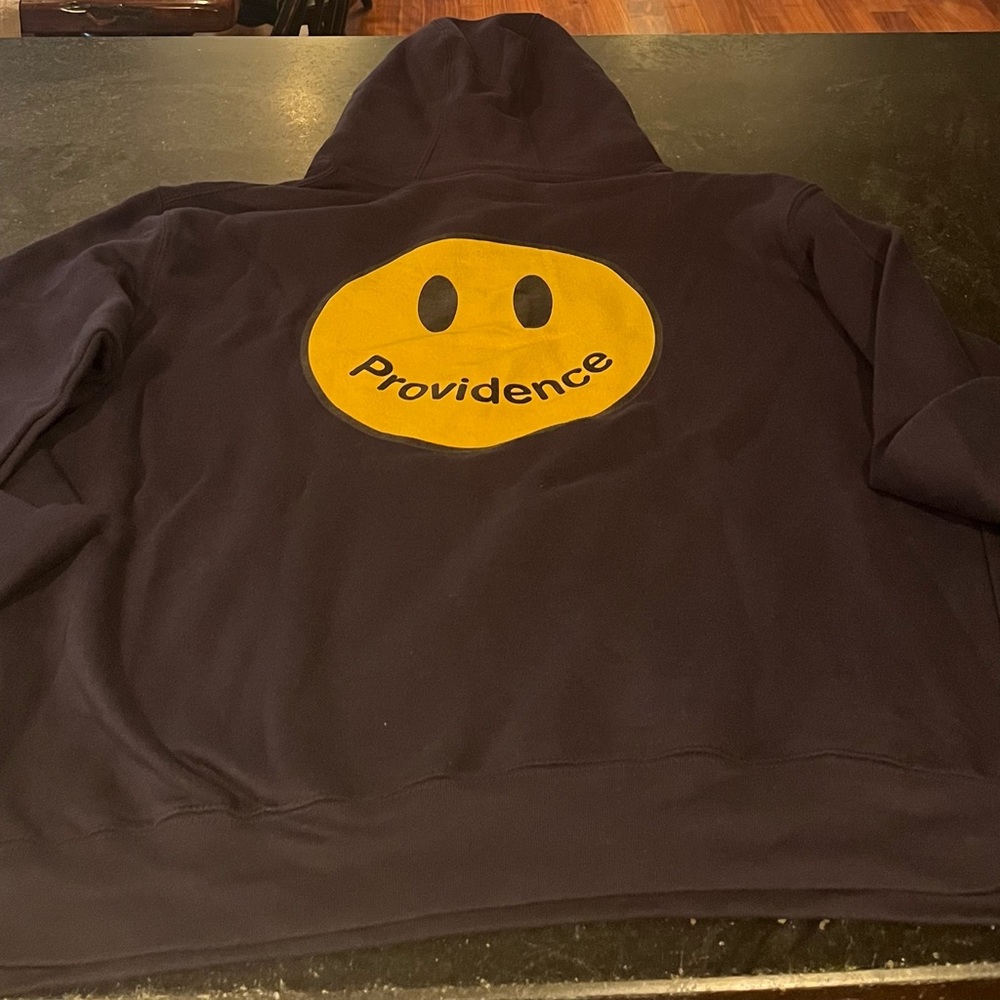 Unisex Custom Made Navy Blue Providence Smiley Hooded Sweatshirt Size Large